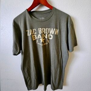 Zac Brown Men's  2014 Tour Green T-Shirt  Size Large..